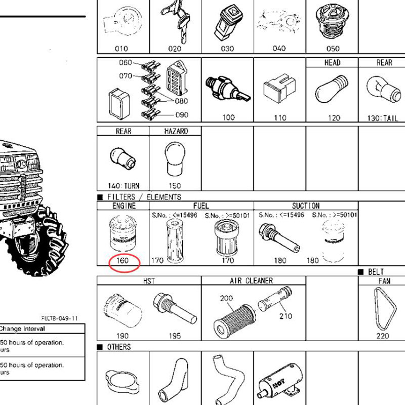 Filtro de aceite 16271-32092 para excavadora Kubota KX41 KX61 KX71 KX91
